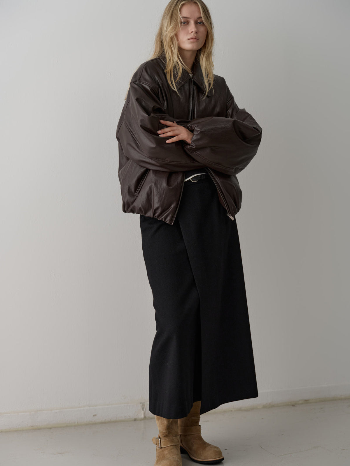 Leather Bomber Jacket_brown