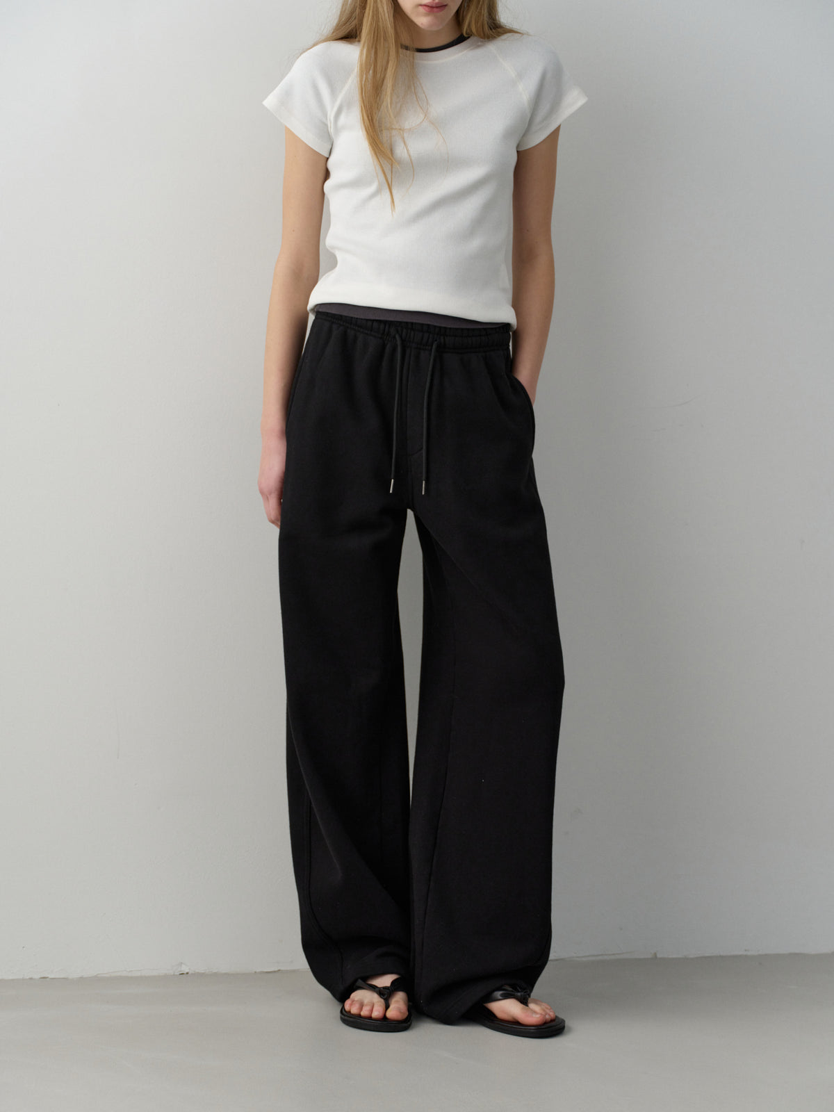 Curved Sweat Pants_black