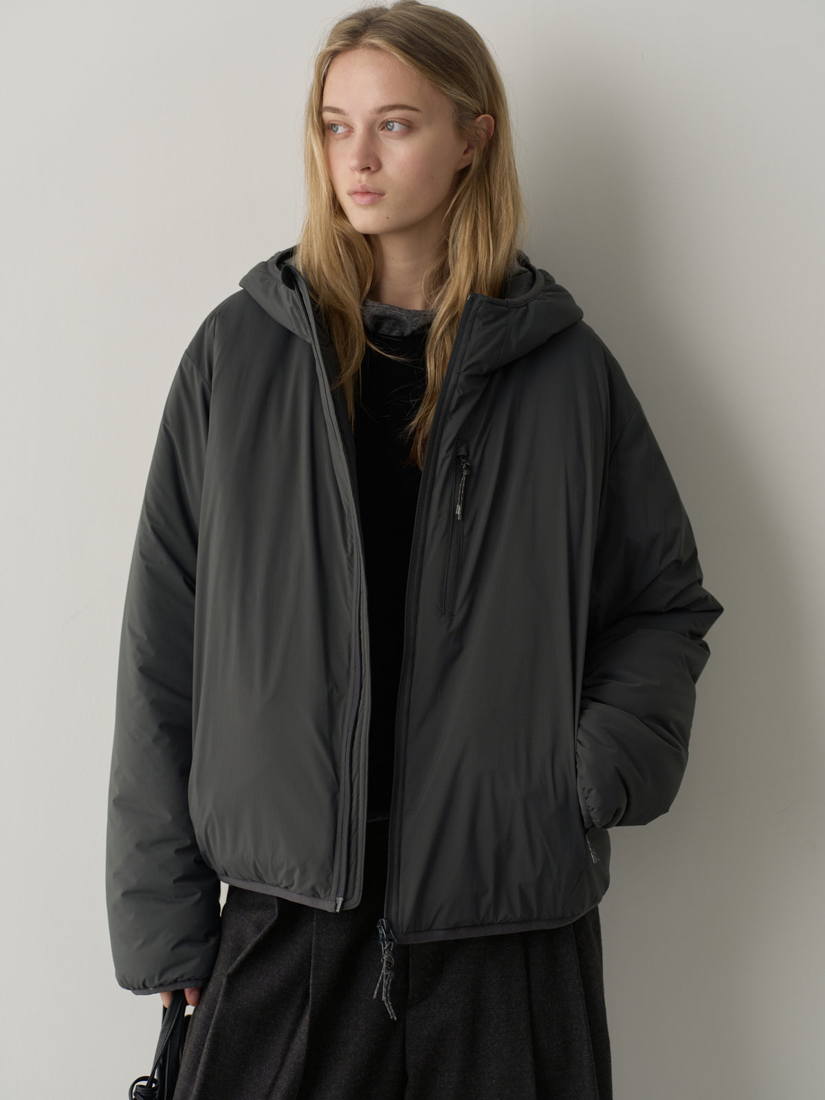 Padded Hooded Jumper_charcoal