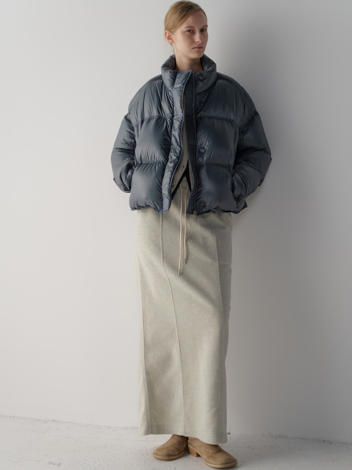 Wool Fleece Banding Skirt_oatmeal