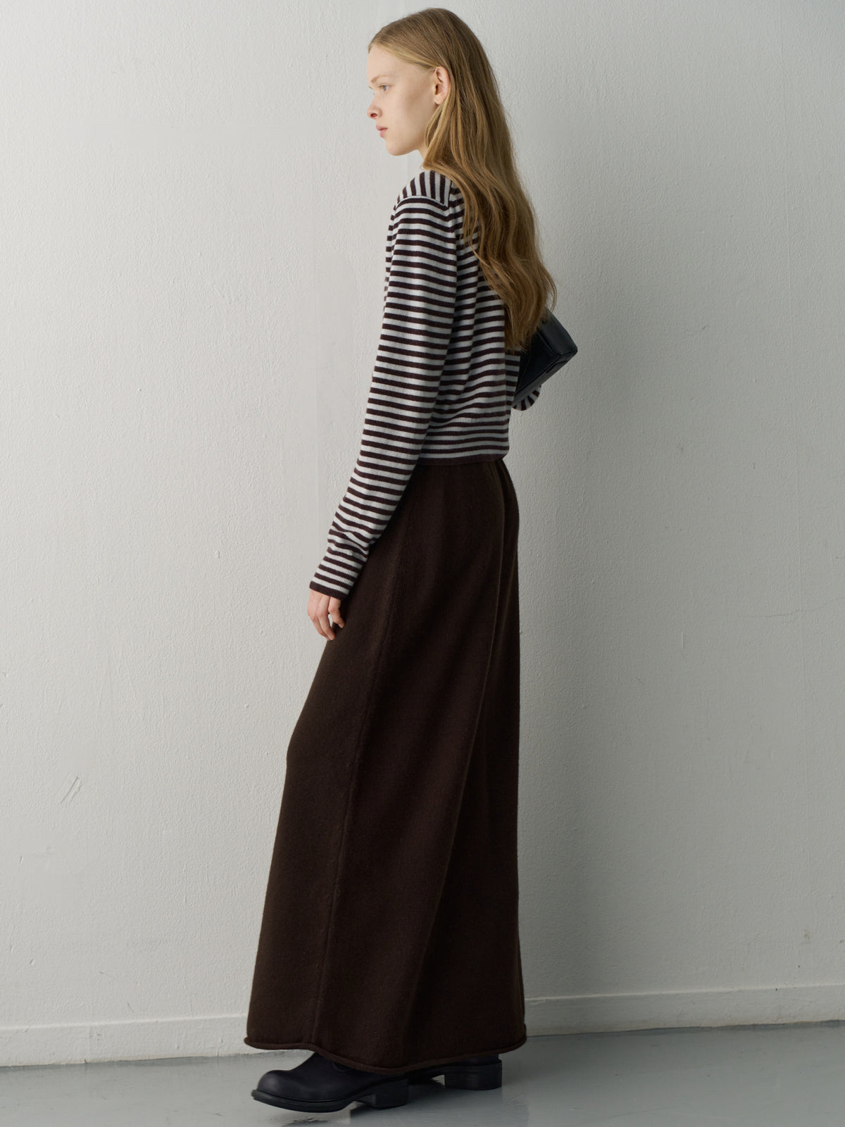 Cashmere Knit Maxi Skirt_dark brown
