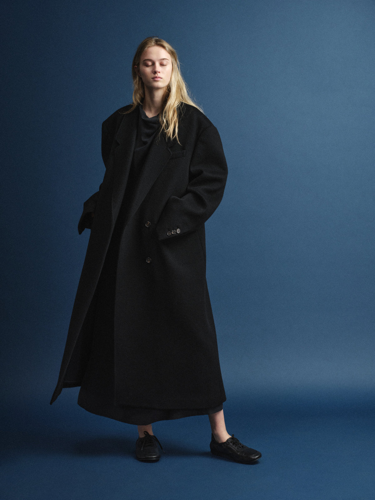 Cashmere Stand Collar Coat_black