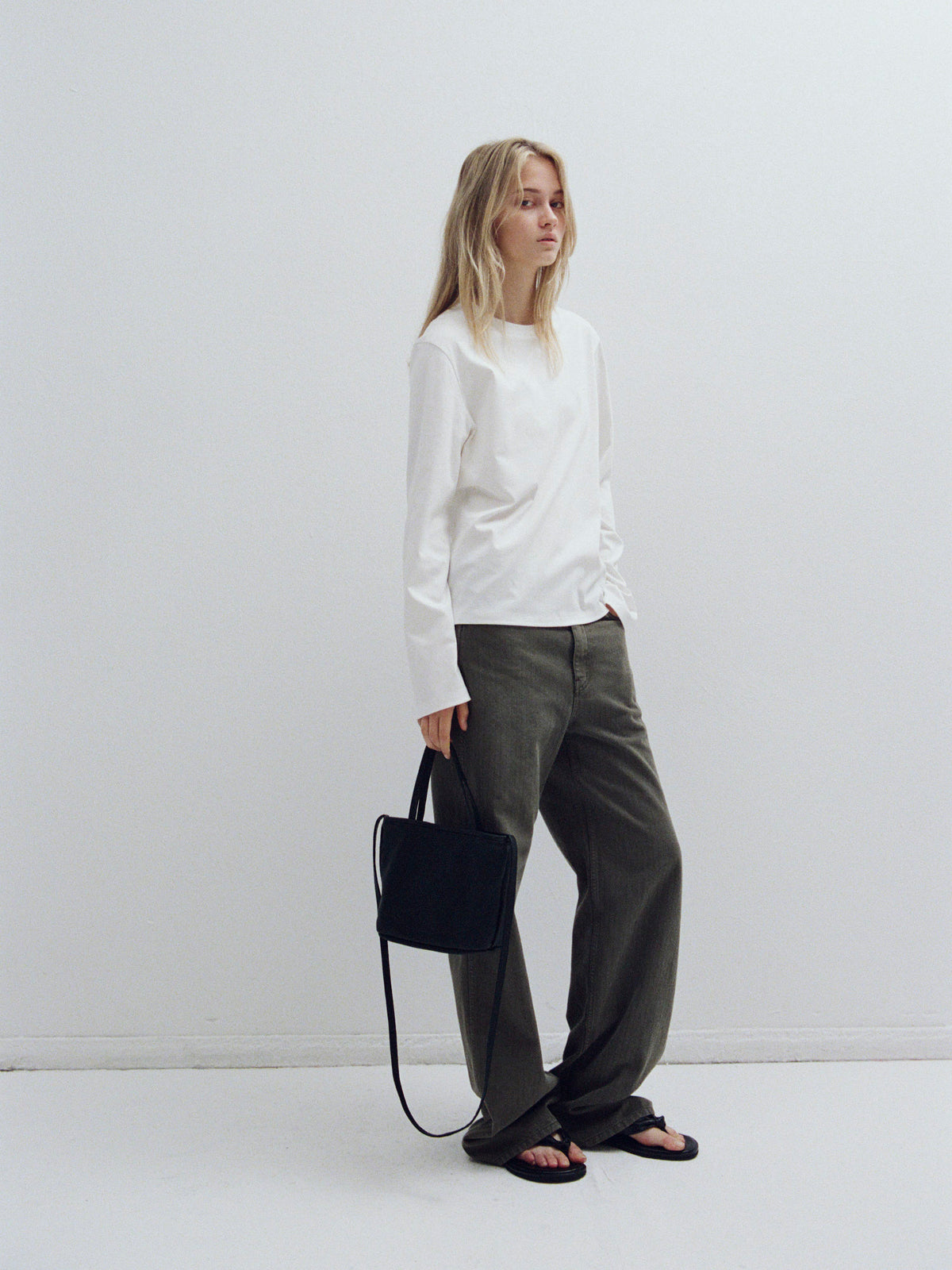 Striped Straight Denim_khaki