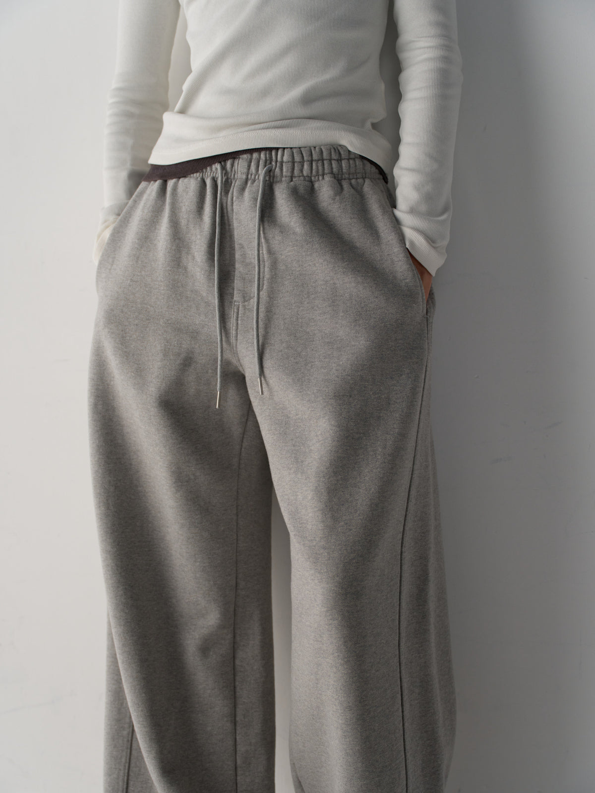 Curved Warm Sweatpants_melange grey