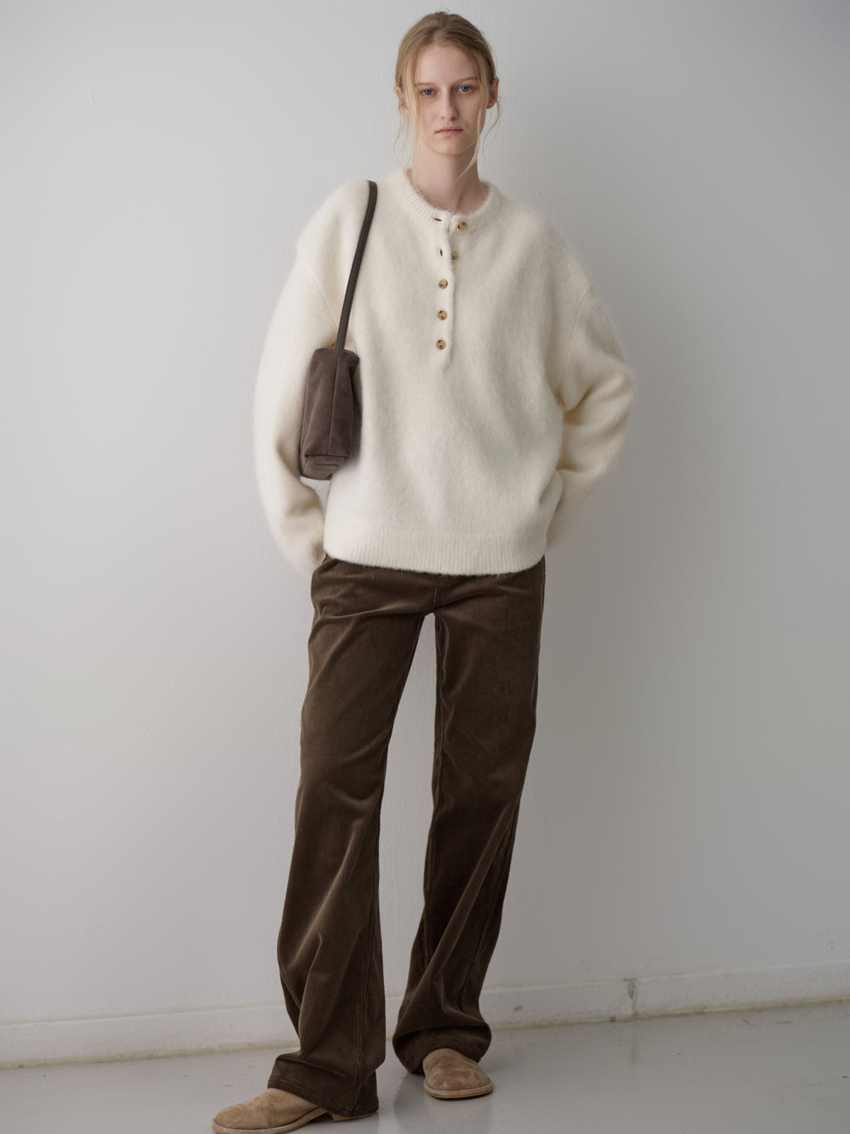 Alpaca Henley Neck Sweater_ivory