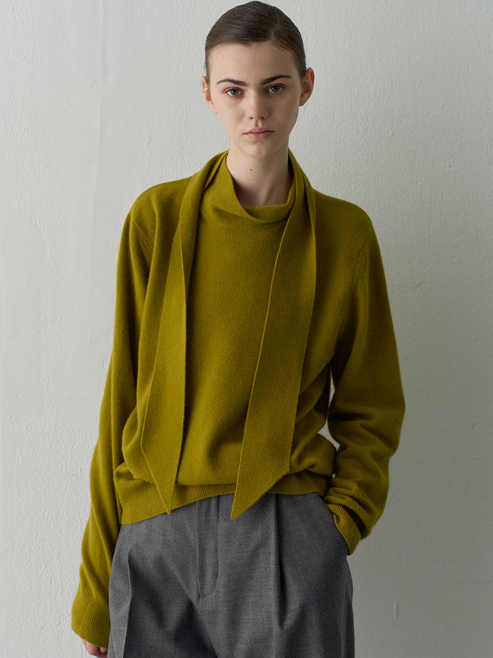 Cashmere Scarf Sweater_olive