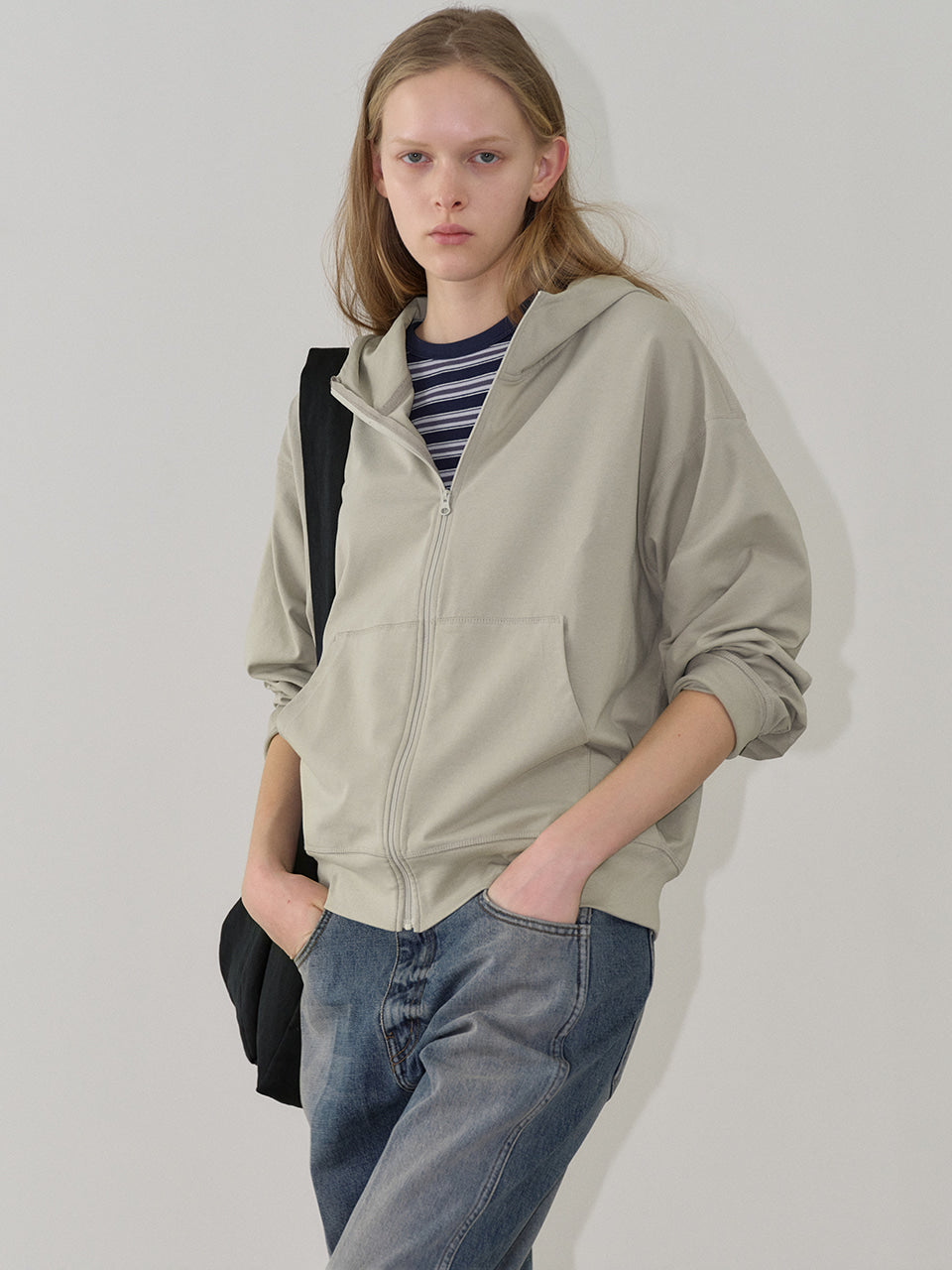 Cotton Light Hooded Zip-up_sage