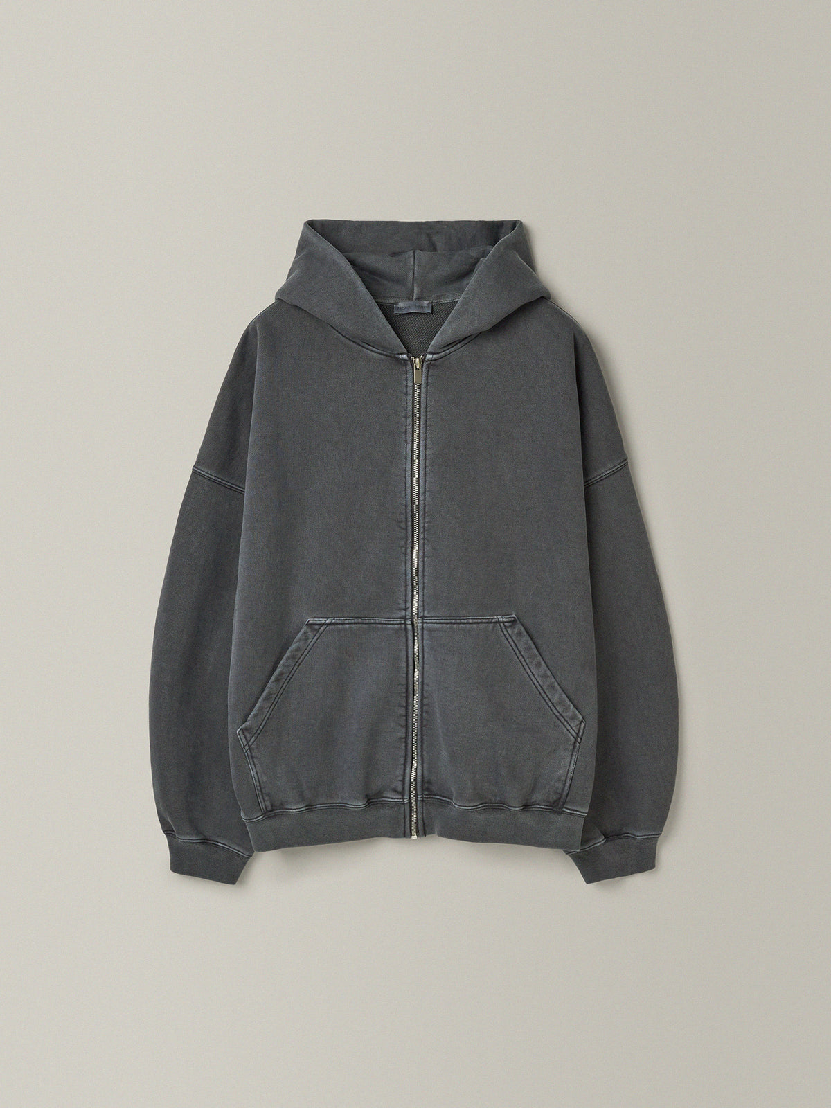 Oversized Fit Pigment Zip-Up Hoodie_blue grey
