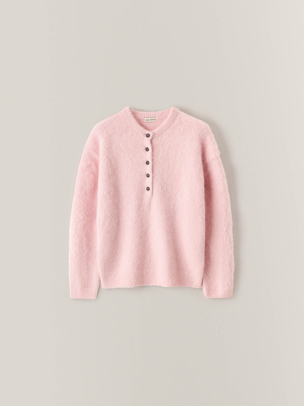 Alpaca Henley Neck Sweater_pink
