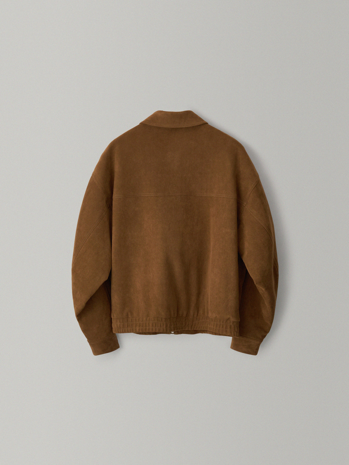 Oversized Fit Stitched Suede Blouson_camel