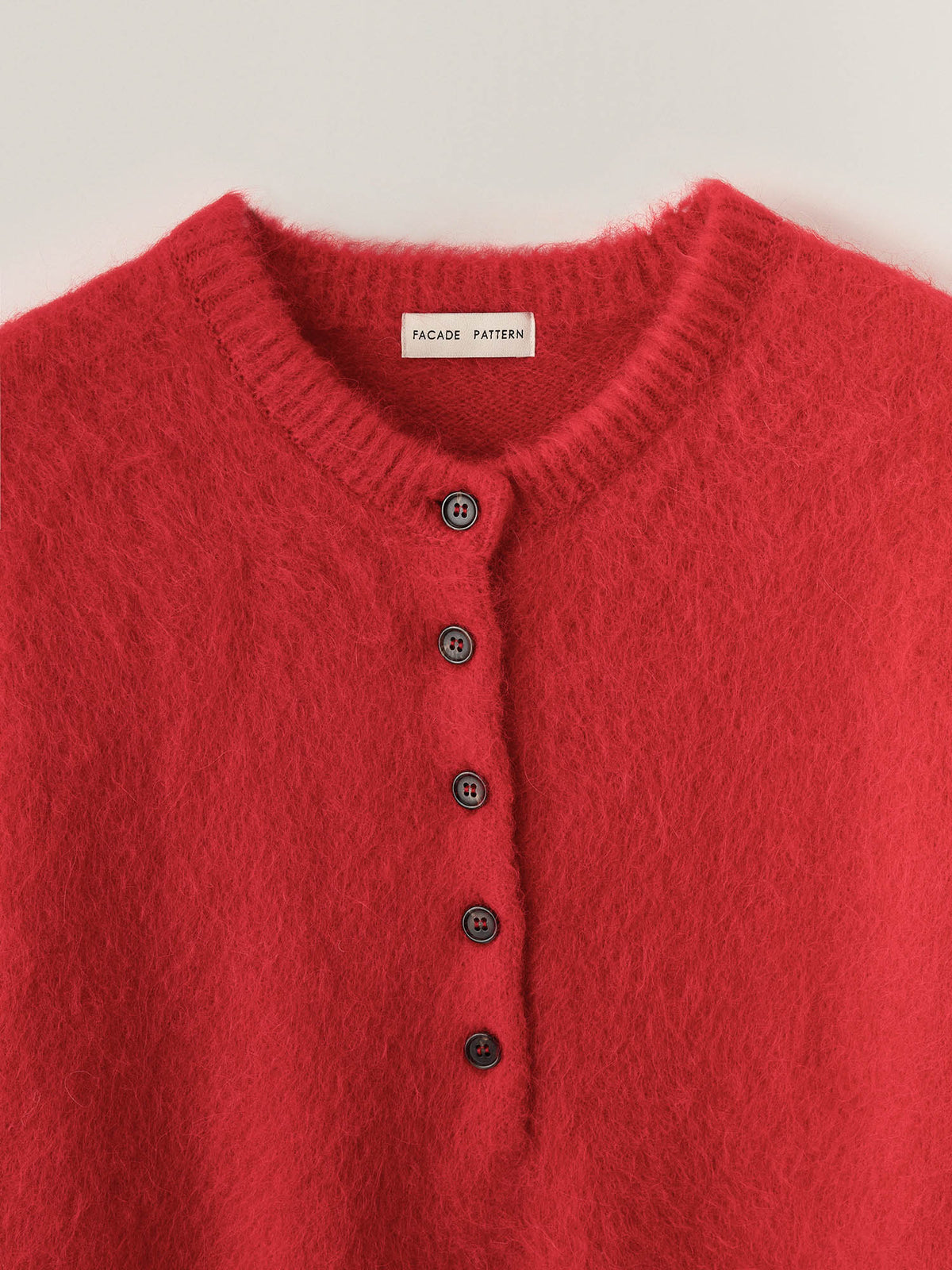 Alpaca Henley Neck Sweater_red