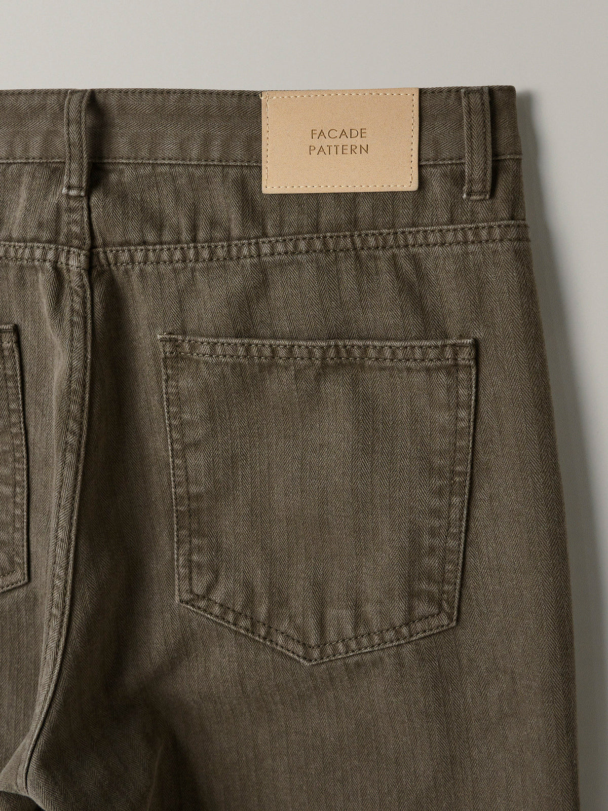 Striped Straight Denim_khaki