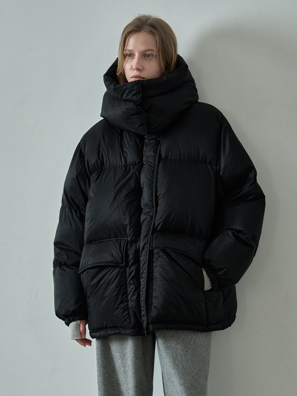 Goose down half padded_black