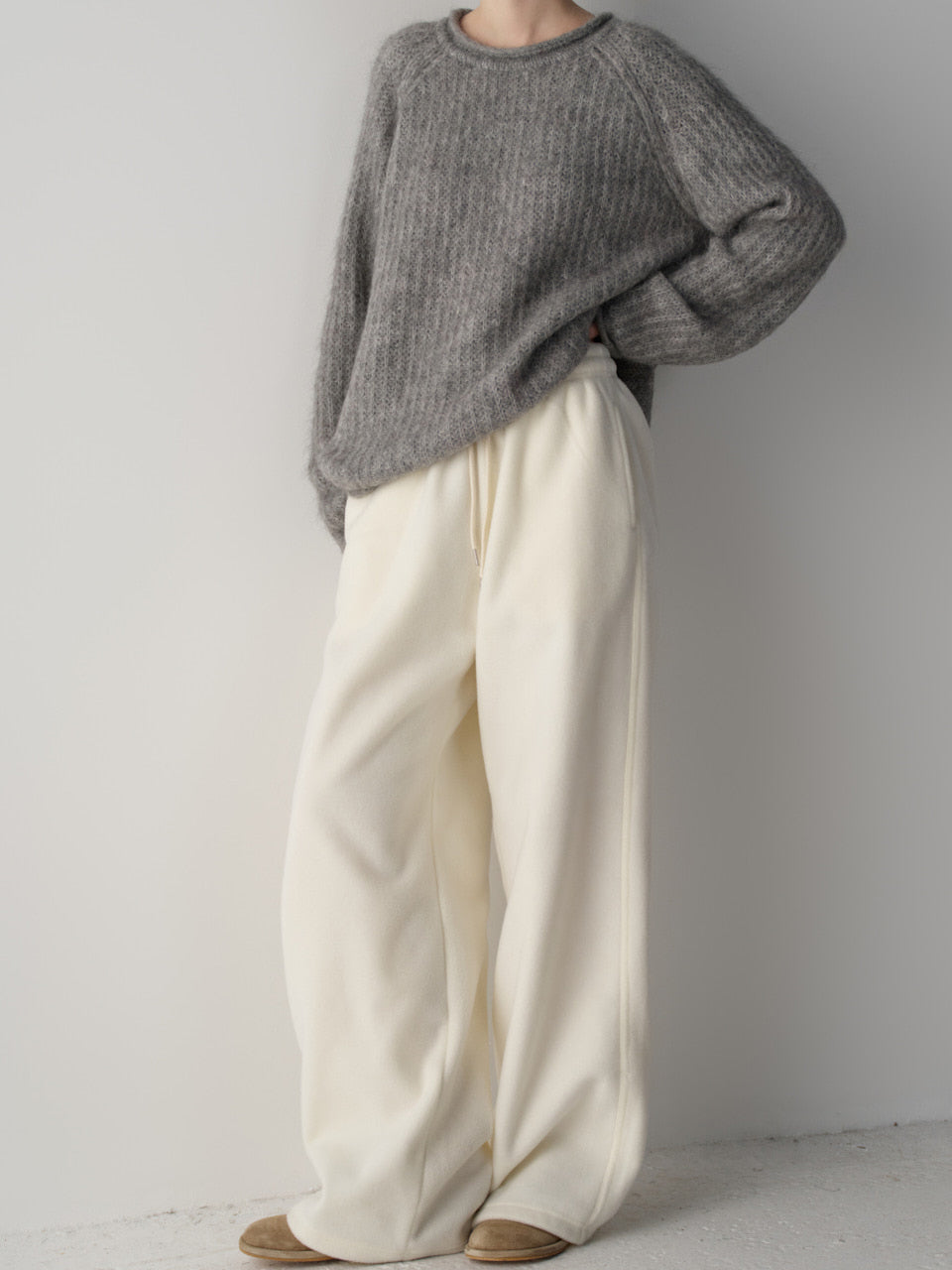 Wool Fleece Banding Pants_ivory