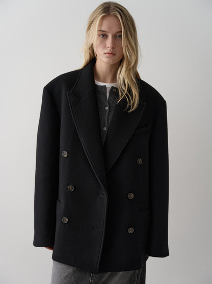 Cashmere Double Half Coat_black