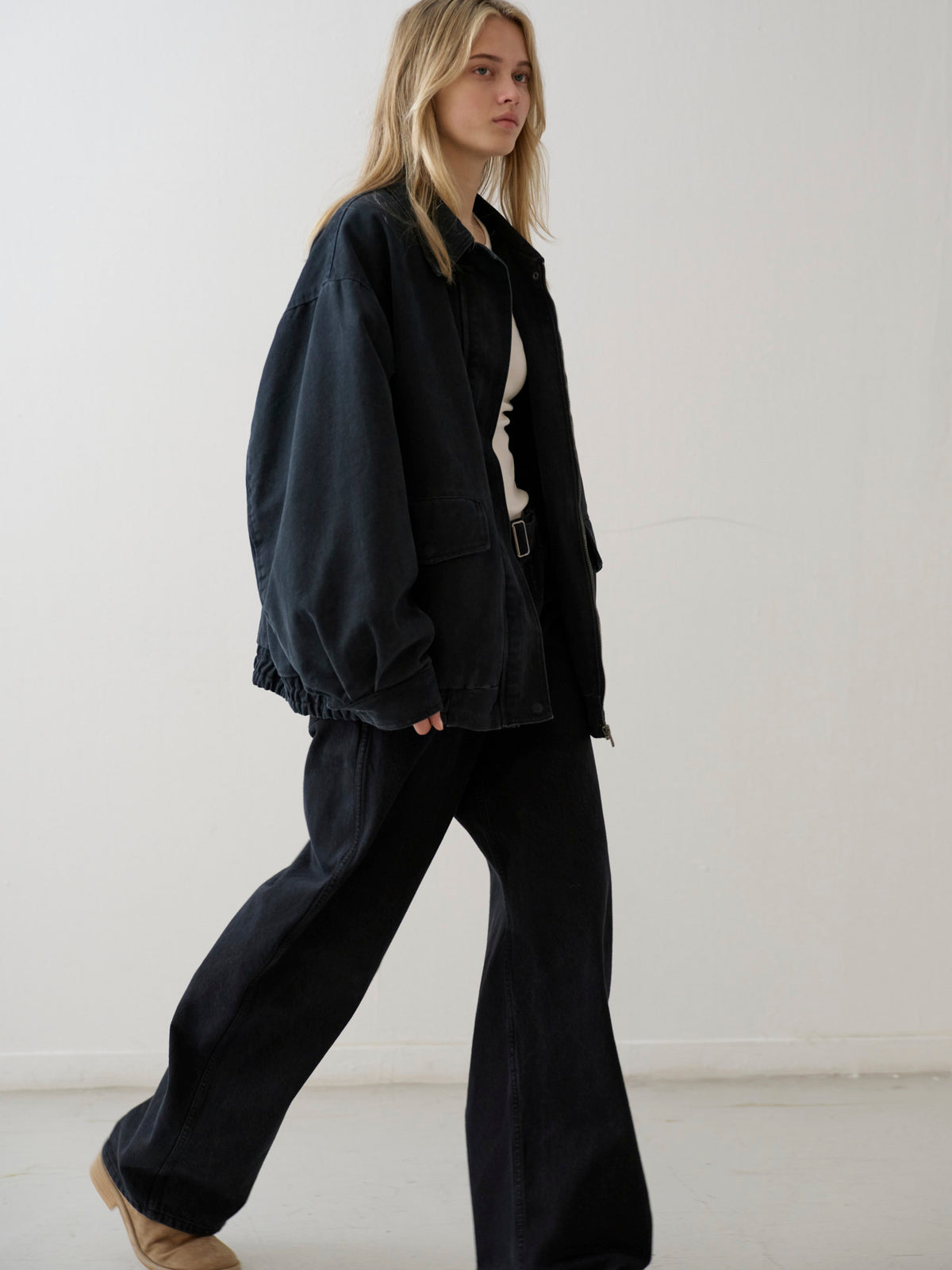 Overfit Vintage Cotton Blouson_Blue Charcoal
