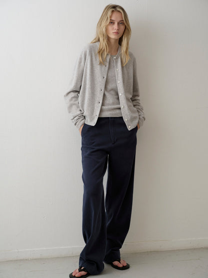 Washed Cotton Straight Pants_navy