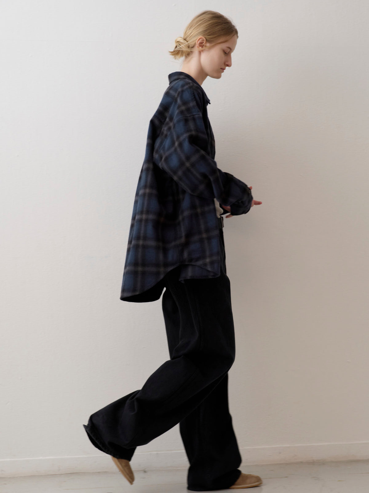 Boyfit Flannel Shirt_Navy