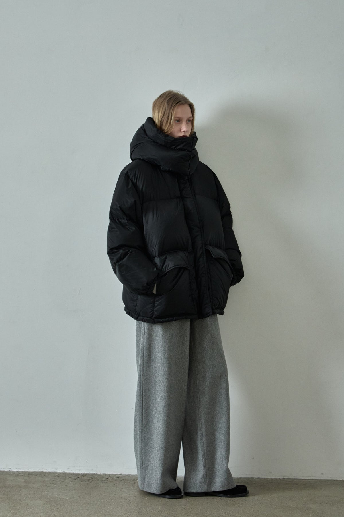 Goose down half padded_black