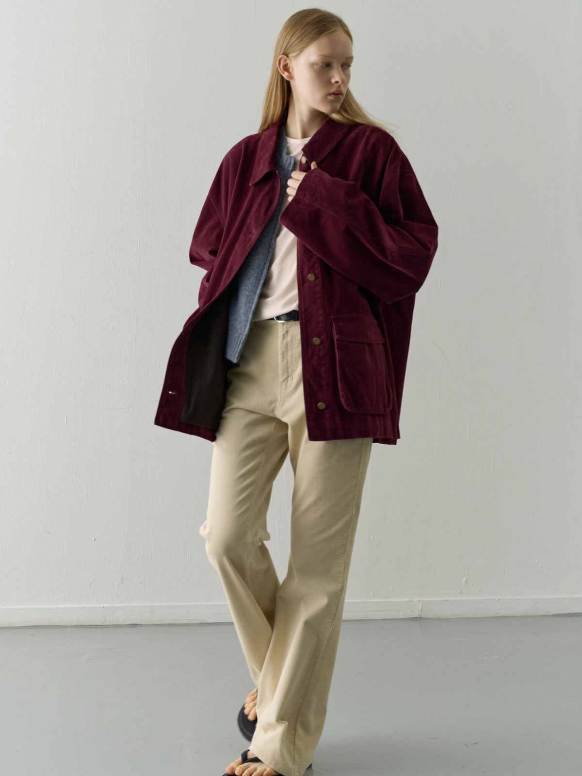 Corduroy Bootcut Pants_cream