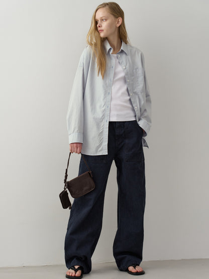 Vintage Stripe Shirt_ash sky