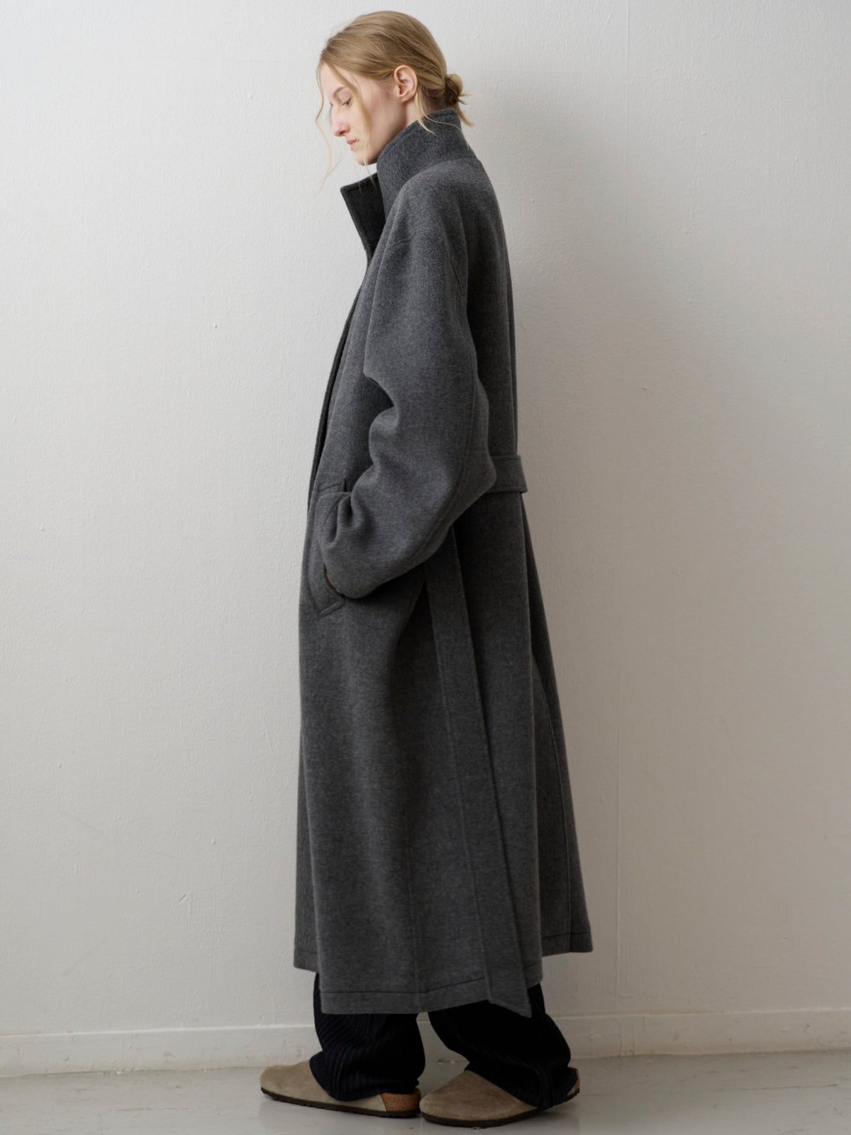 Cashmere High-neck Coat_charcoal