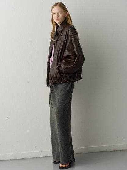 Cashmere Knit Maxi Skirt_charcoal