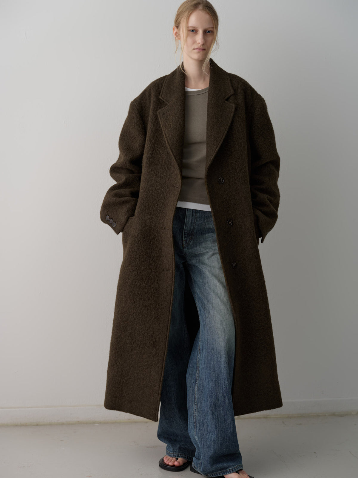 Lama Wool Single Coat_khaki