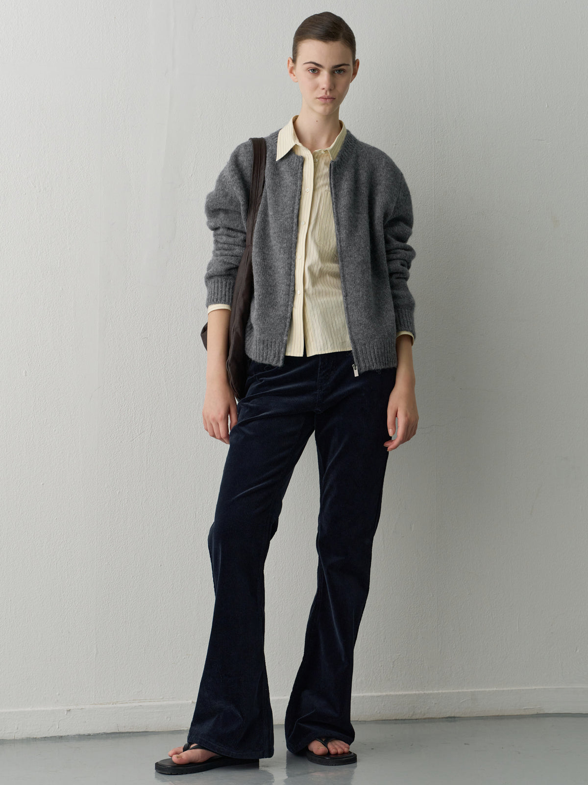 Stripe Cropped Shirt_cream