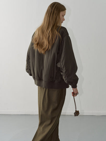Oversized Bomber Jacket_brown