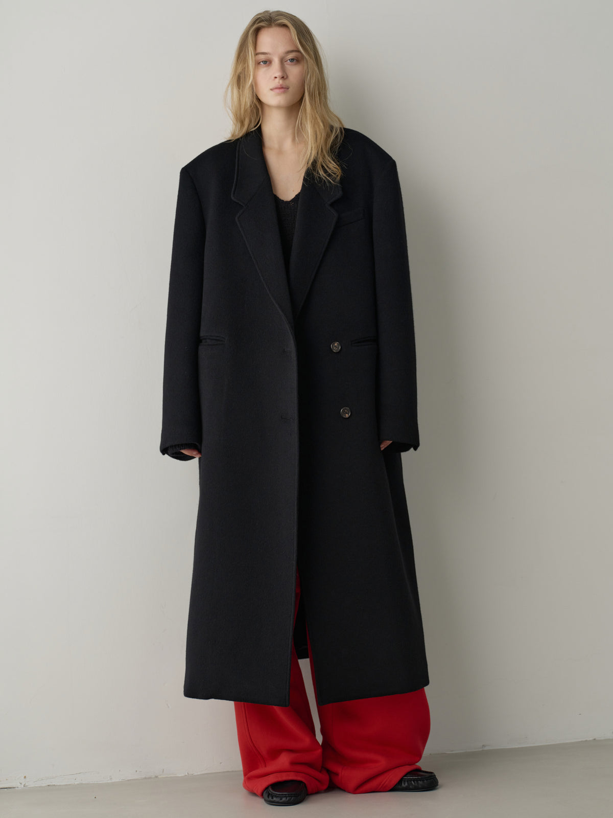 Cashmere Stand Collar Coat_black