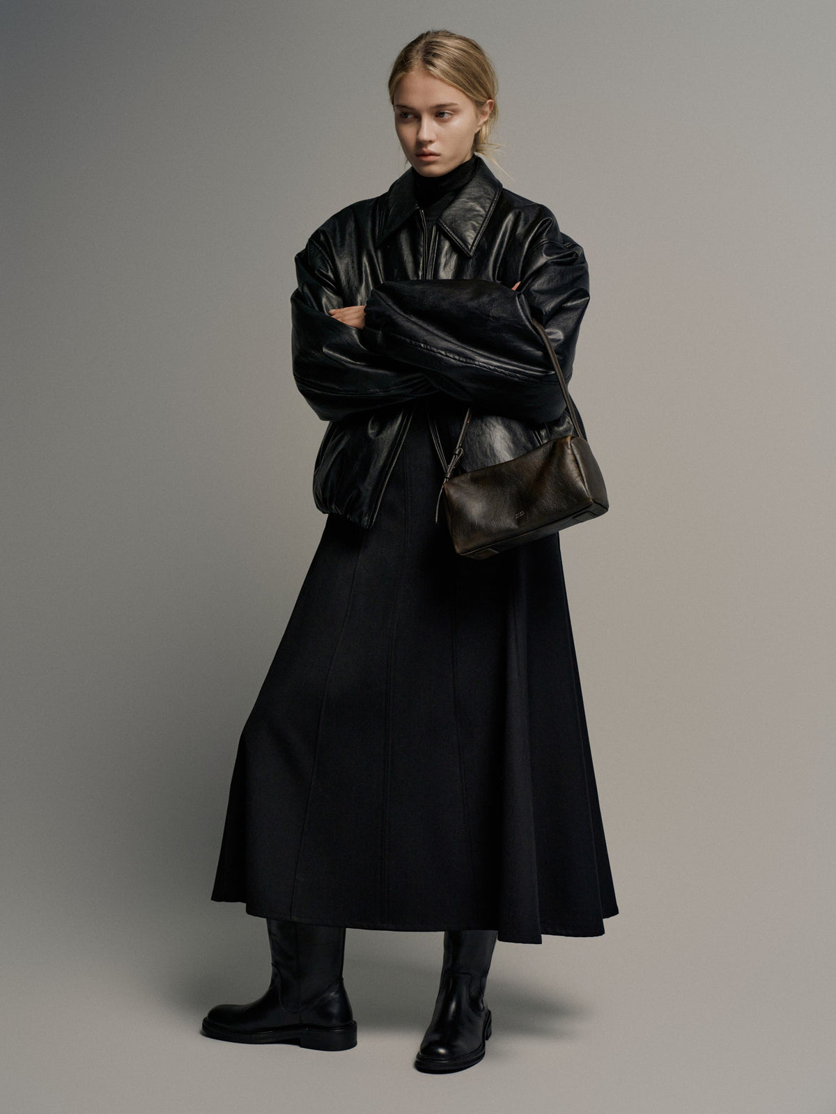 Leather Bomber Jacket_black