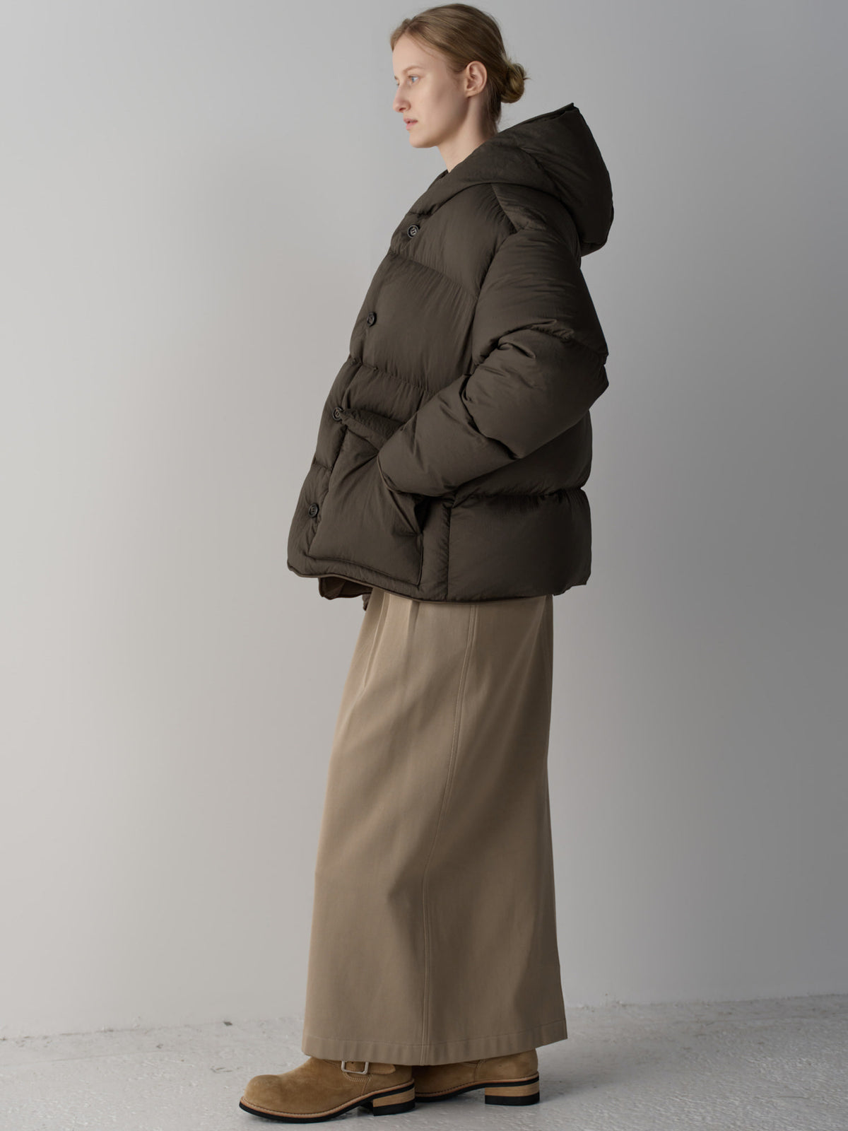 Classic Cotton Two-Tuck Skirt_olive beige