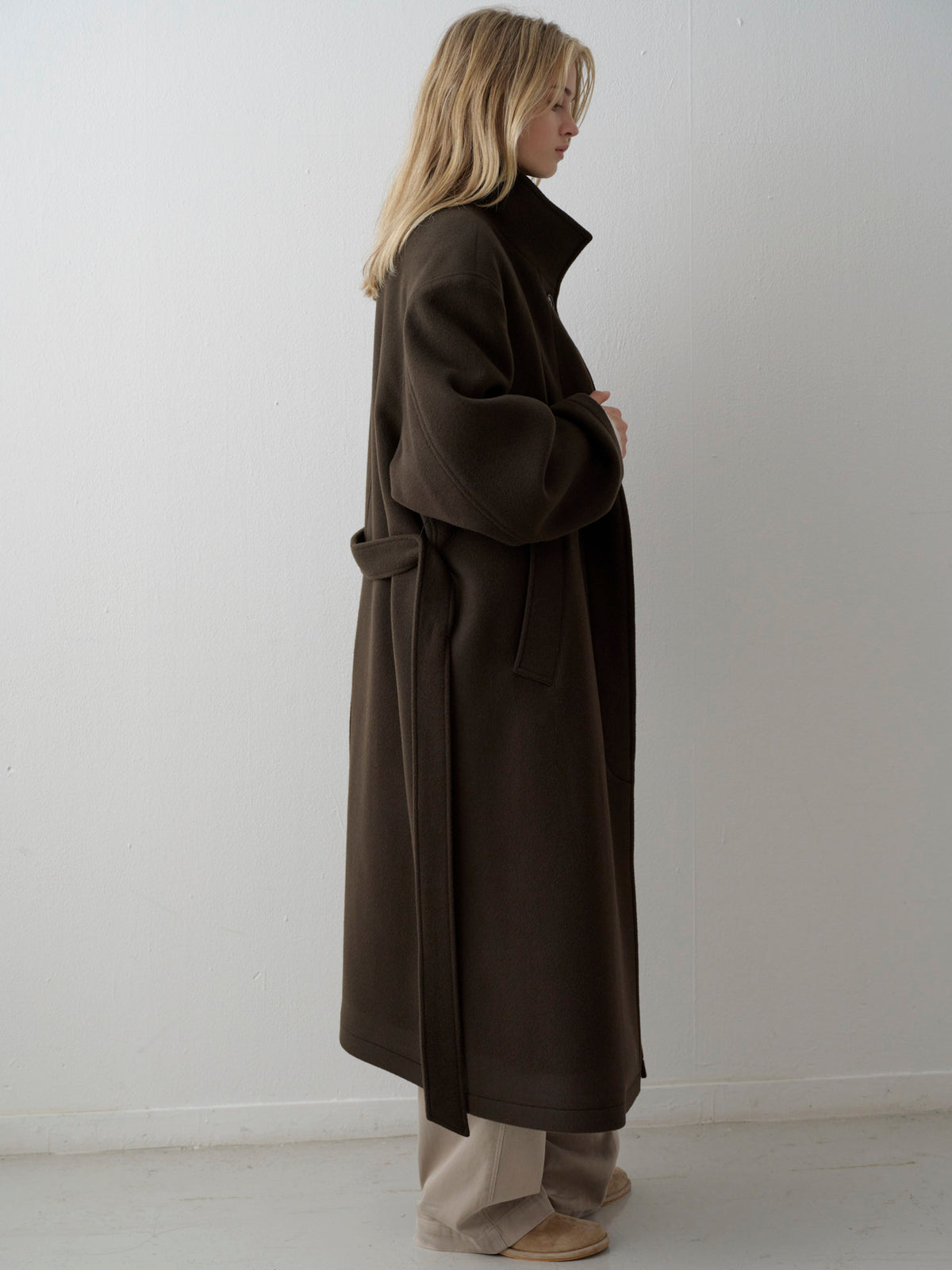 Cashmere High-neck Coat_dark brown