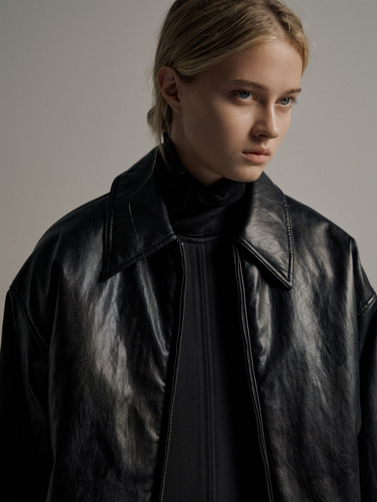 Leather Bomber Jacket_black