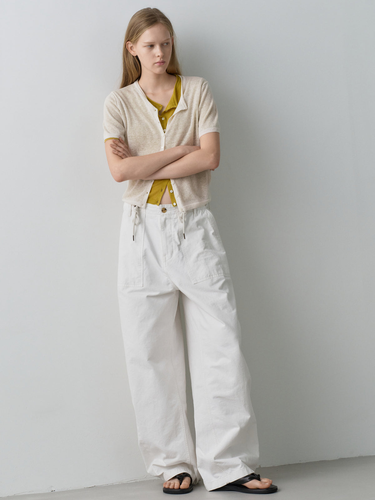 String Fatigue Pants_white