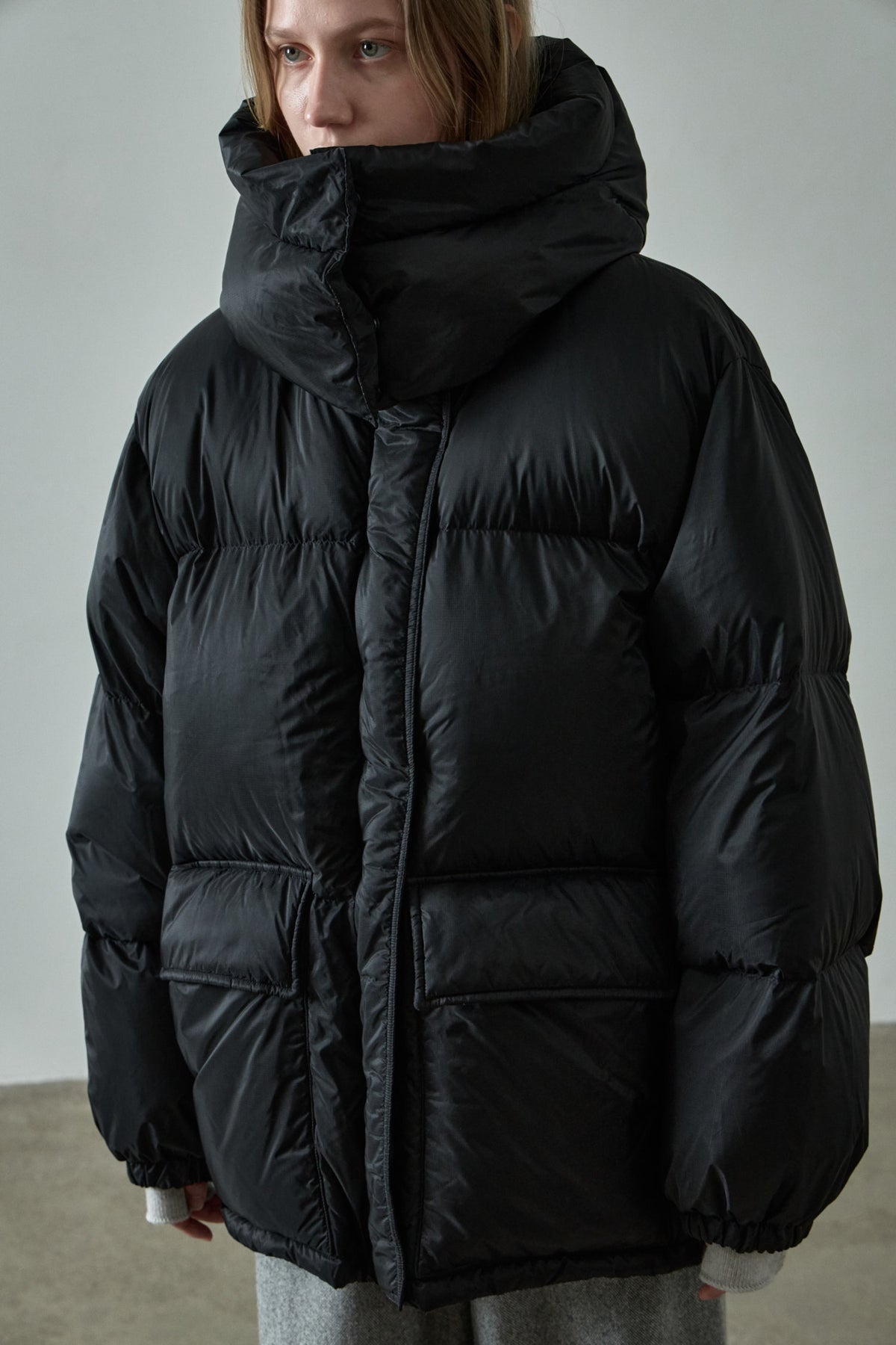 Goose down half padded_black
