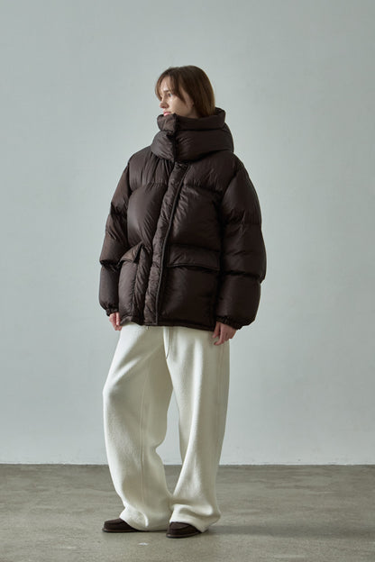 Goose Down Half Padded Coat_brown