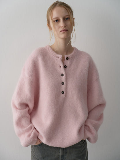 Alpaca Henley Neck Sweater_pink