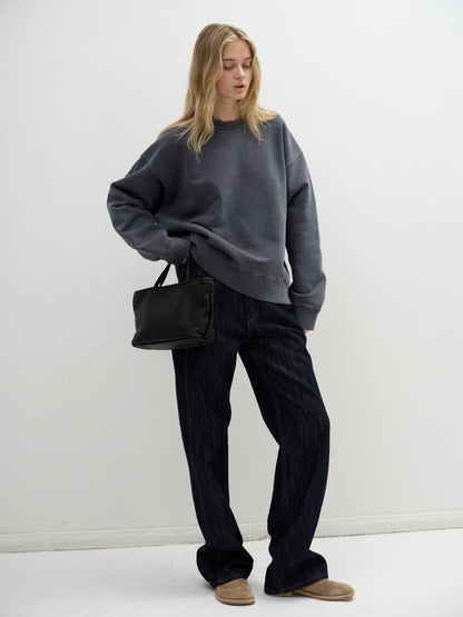 Breeze Washed Leather Tote Bag_Black