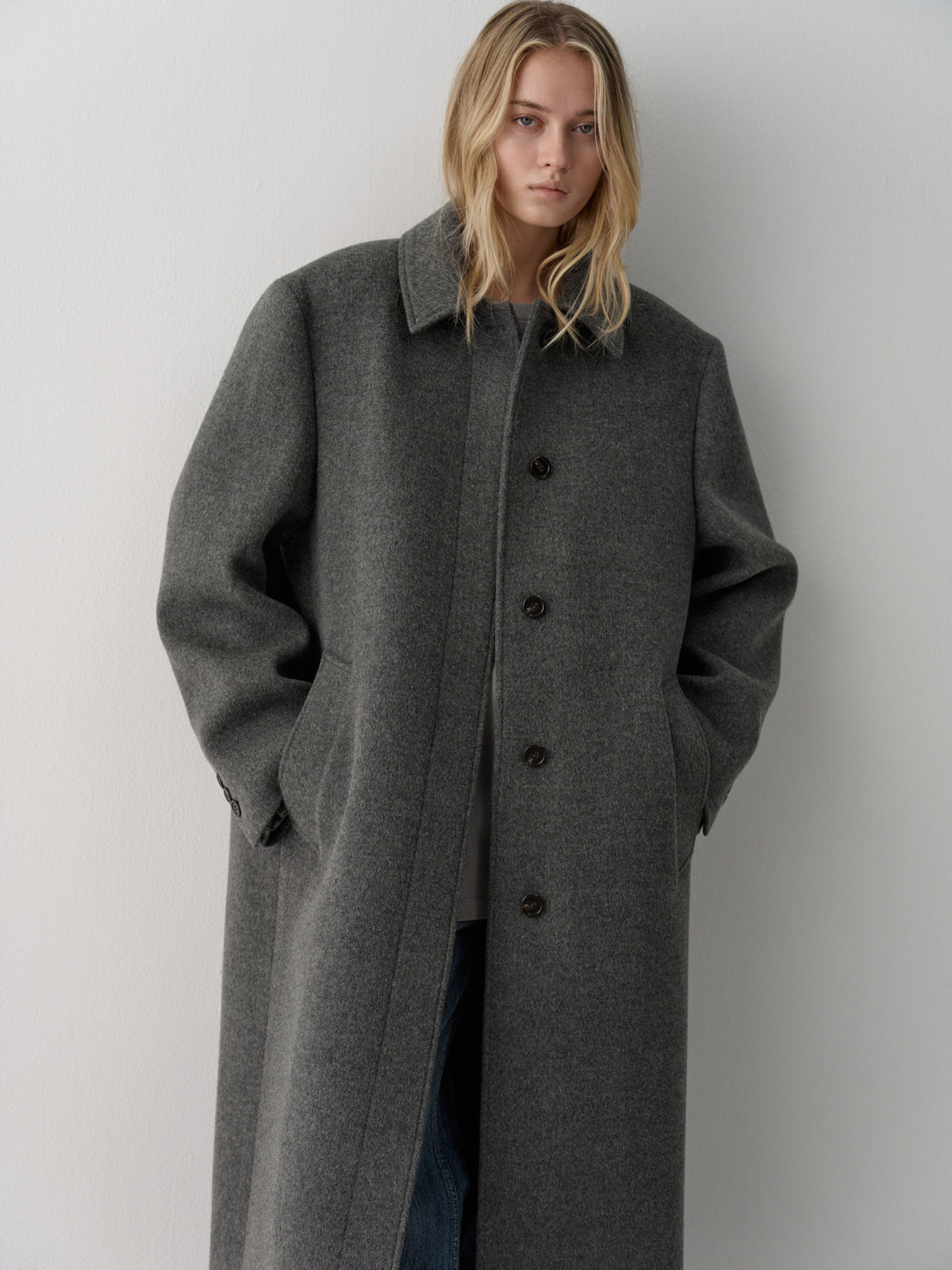 Cashmere Straight Mac Coat_charcoal