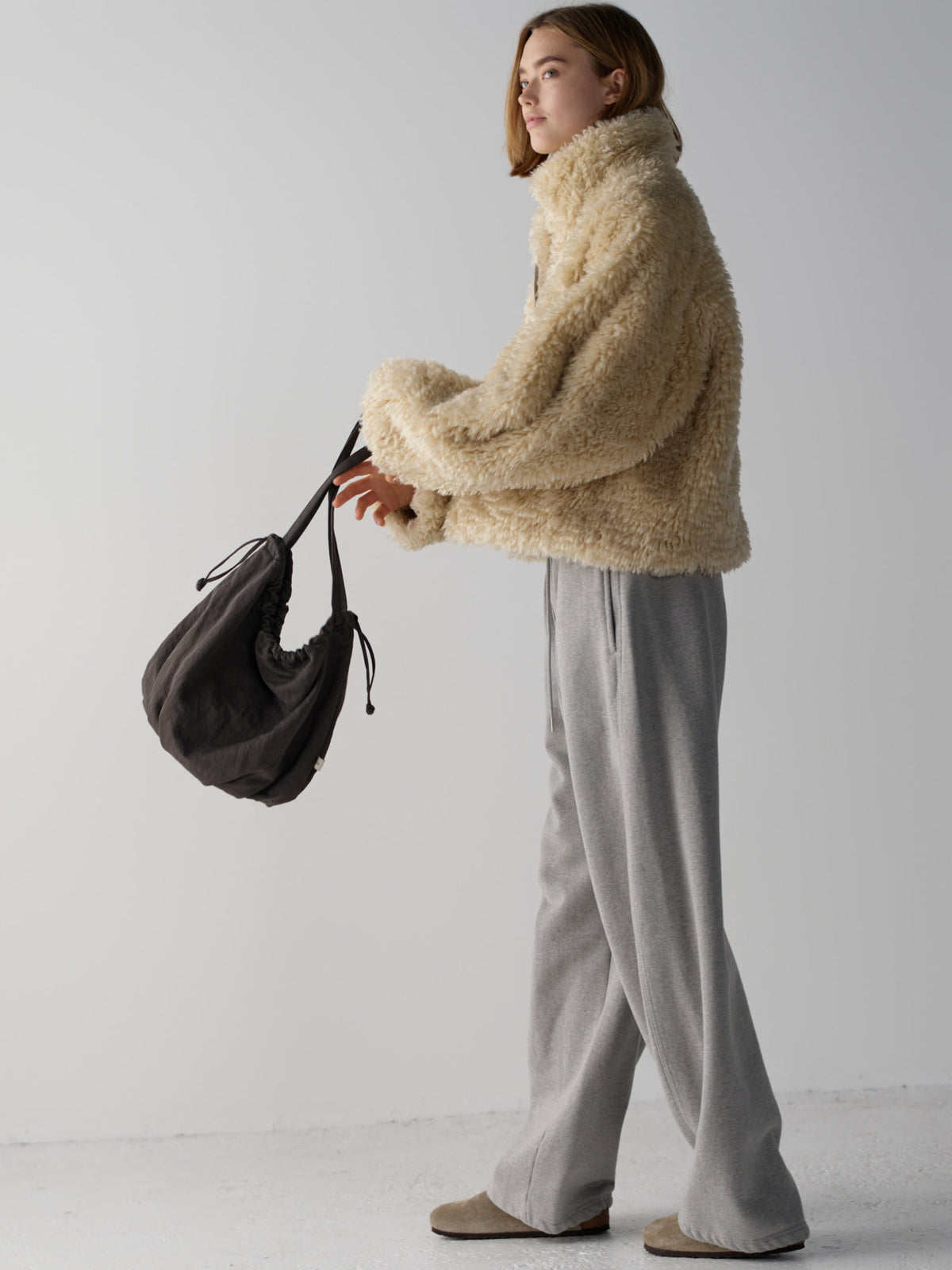 High-neck fur jumper_cream