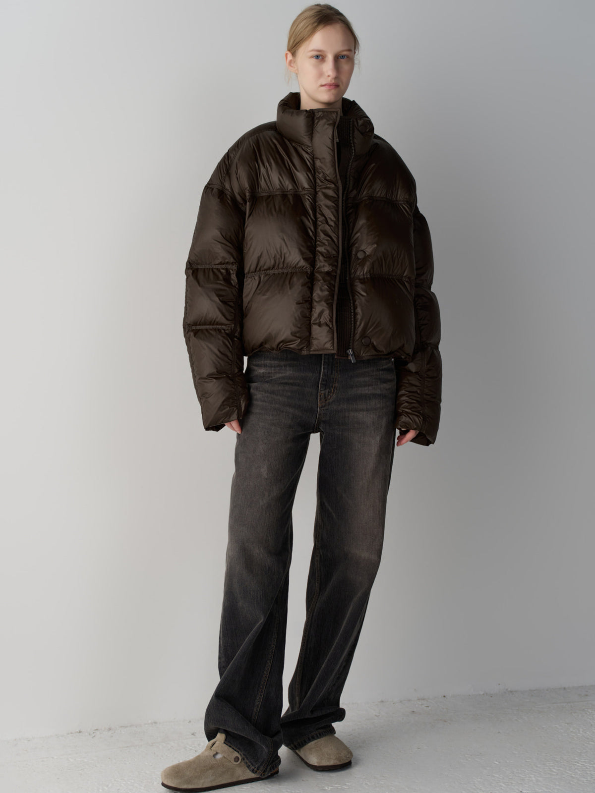 Stitch Goose Down Crop Padding_brown