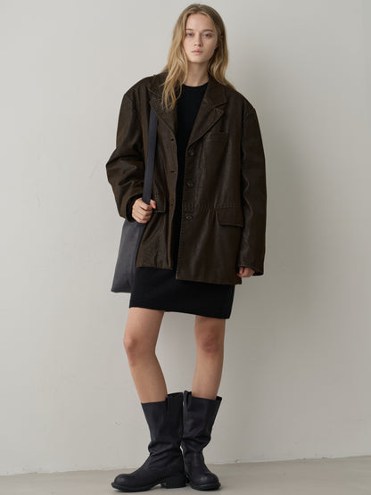 Heritage Padded Leather Jacket_brown