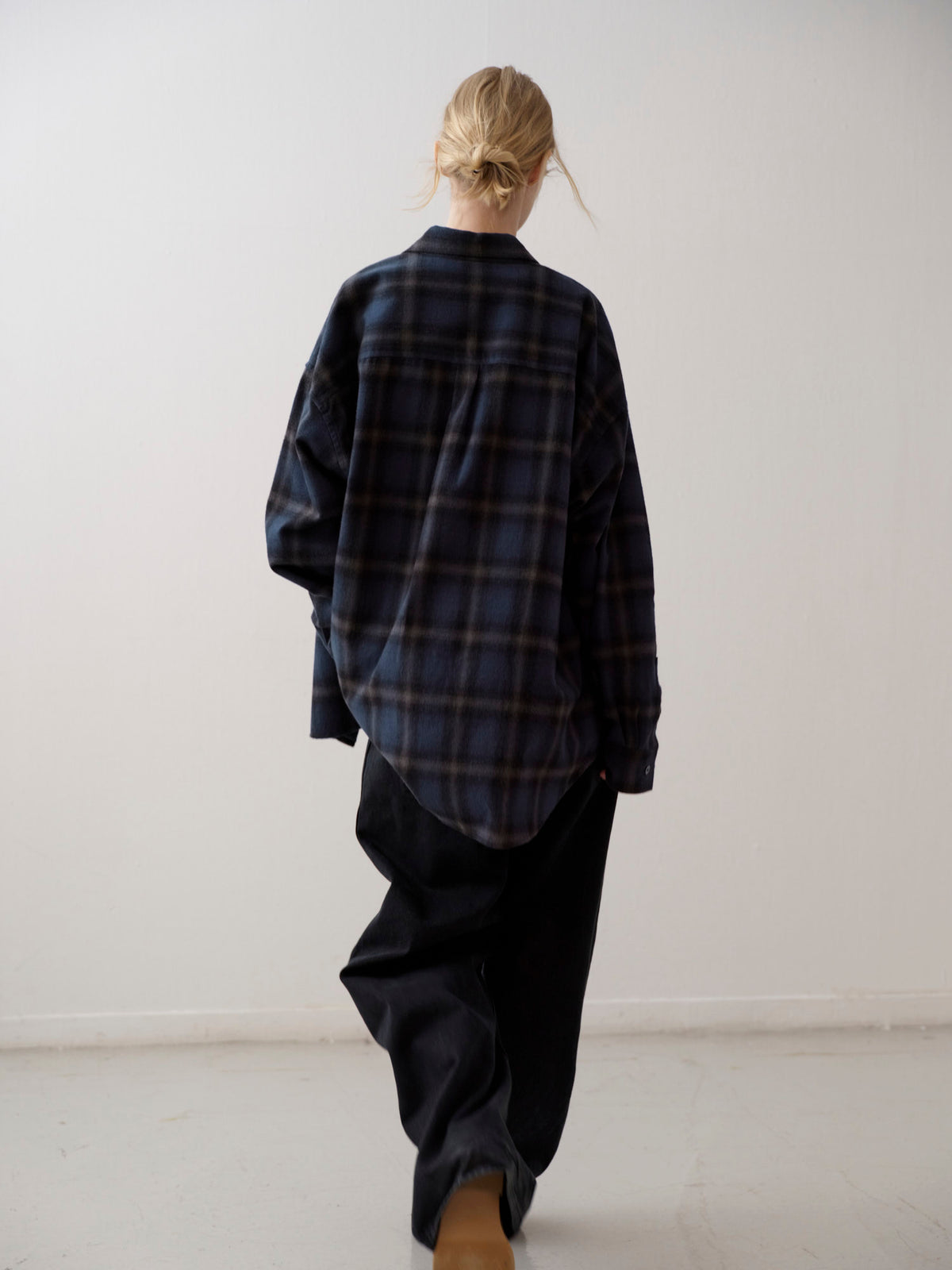Boyfit Flannel Shirt_Navy