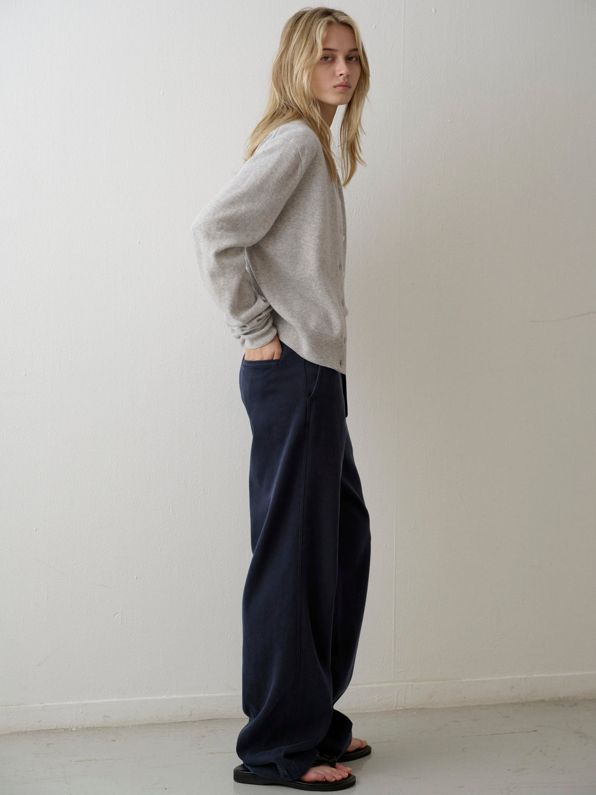 Washed Cotton Straight Pants_navy