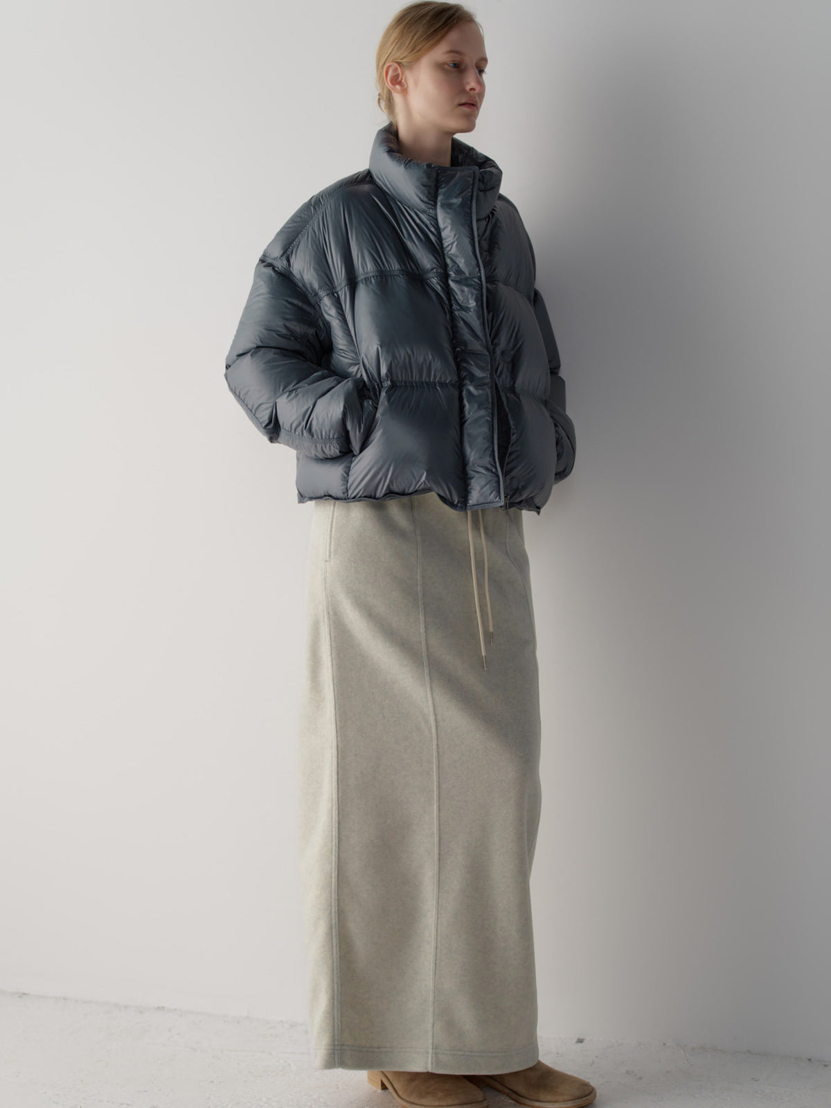 Wool Fleece Banding Skirt_oatmeal