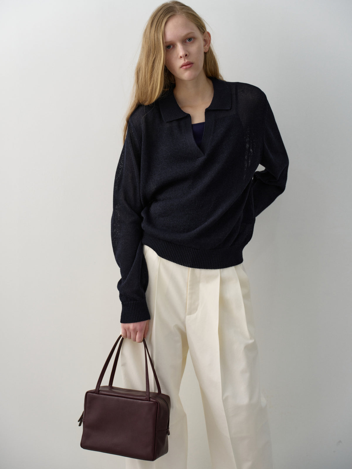 Cotton Two-Tuck Wide Pants_off white