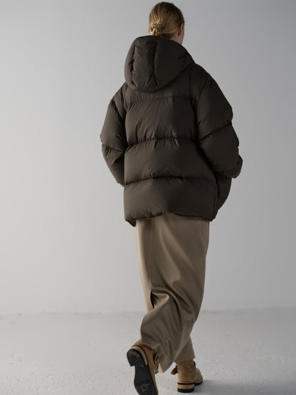 Goose Down Hooded Puffer_brown