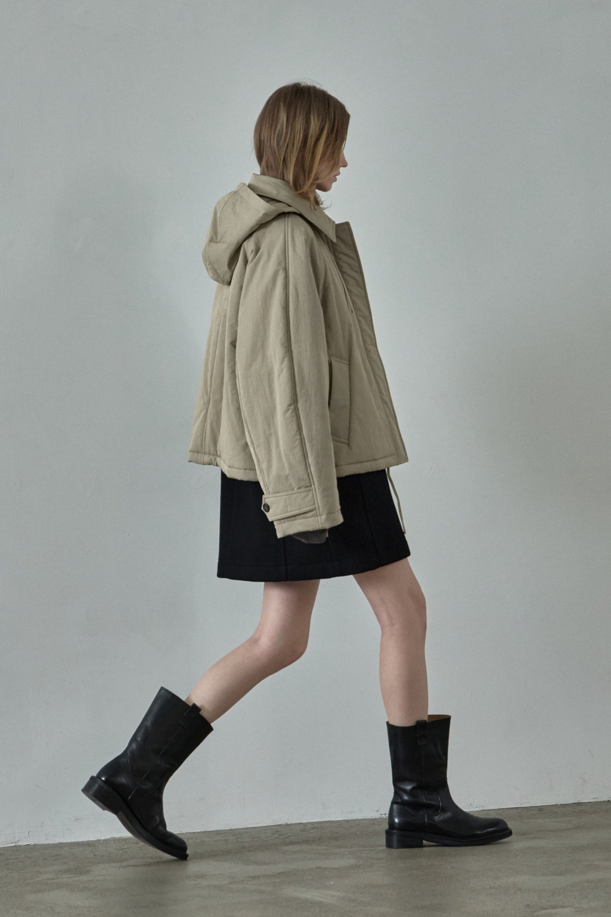 Minimal Hooded Padded Jacket_beige